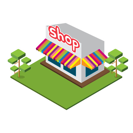 Isometric Medium Shop, Isolated shopのイラスト素材