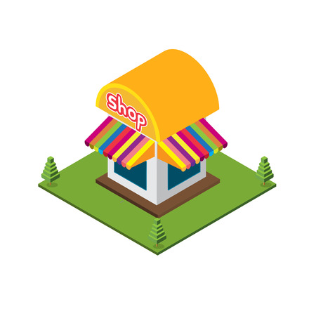 Isometric Small Shop, Isolated Shopのイラスト素材