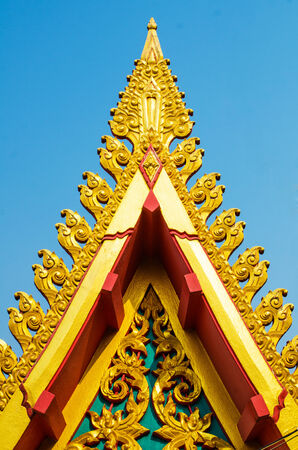 Temple roof on blue skyの写真素材