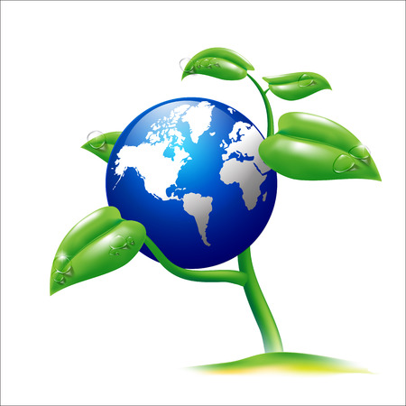Vector EPS 10 Isolated Earth and small plantのイラスト素材