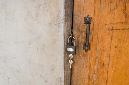 Lock and key, home doorの写真素材
