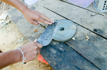 Knife Sharpening, whetstone for sharpenerの写真素材