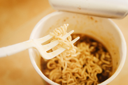 Instant noodles in filtered technicの写真素材