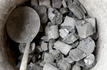 Charcoal from wood for fireの写真素材