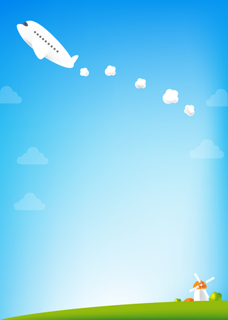 Airplane and blue Sky backgroundのイラスト素材