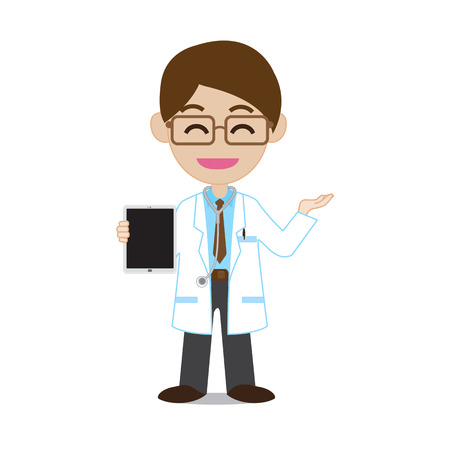 Smile doctor showing tabletのイラスト素材