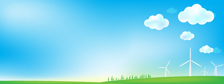 Sky and grass wind mill のイラスト素材