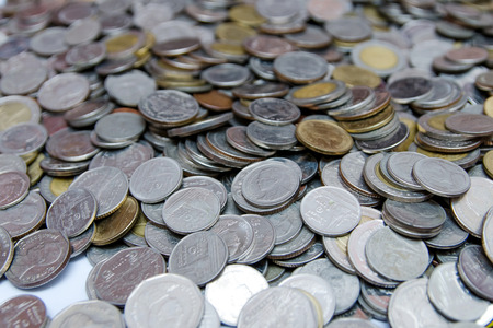 Many of Thai Baht Coins backgroundの写真素材