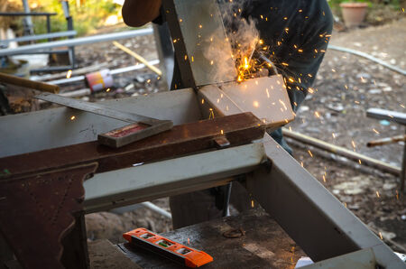  Man working a welding metal の写真素材