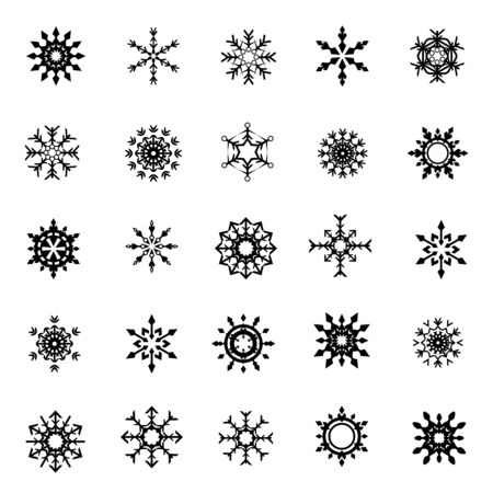 Set of christmas snow flakes on the white background collectionのイラスト素材