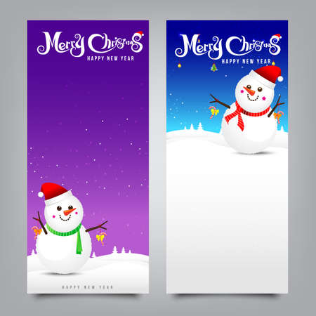 Merry Christmas santa banner collection for greeting card, vector illustrationのイラスト素材