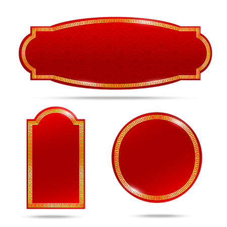 Abstract chinese red background and gold border blank template isolated on the white background vector illustrationのイラスト素材