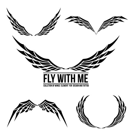 Set of wing emblem element for design vector illustrationのイラスト素材
