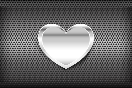 Heart on Chrome black and grey background textureのイラスト素材