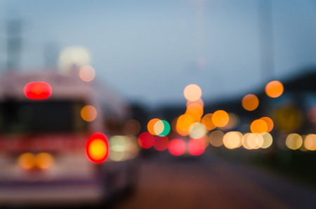 Transport traffic bokeh on the road, Pattaya Chonburi Thailandの写真素材