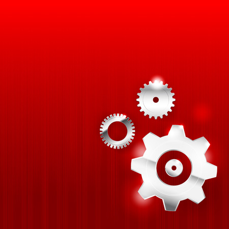 Abstract silver metal gear on grey background, tecnology concept vector illustrationのイラスト素材