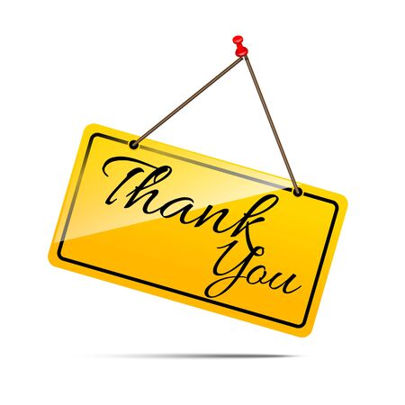 Thank you on yellow sign message symbol vector isolated on white background illustrationのイラスト素材