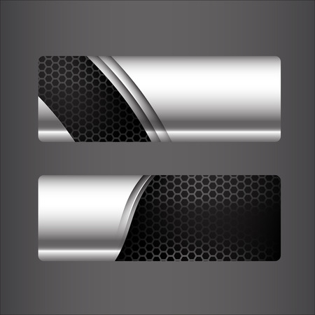 Collection of banner set - metallic steel and honeycomb element vector illustrationのイラスト素材