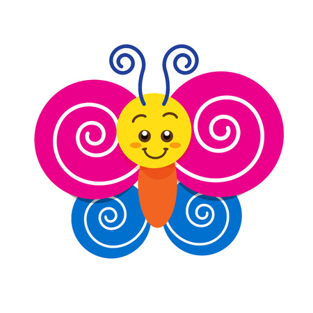 Smiling Colorful Butterflies Cartoon Mascot Characters. Vector Illustrationのイラスト素材
