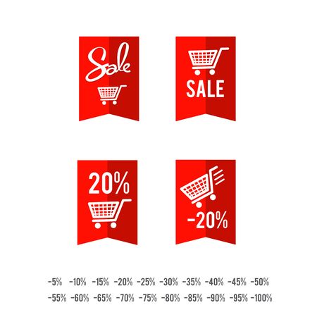 Set of sale tag circle banner ribbon paper のイラスト素材