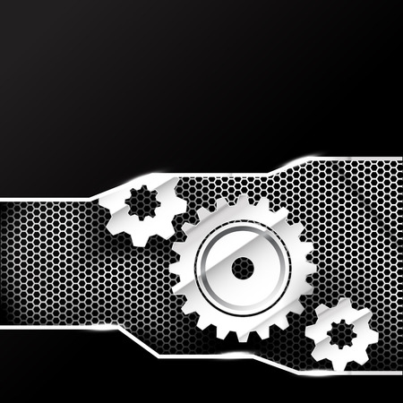 Abstract background black and chrome gear vector illustration eps10のイラスト素材
