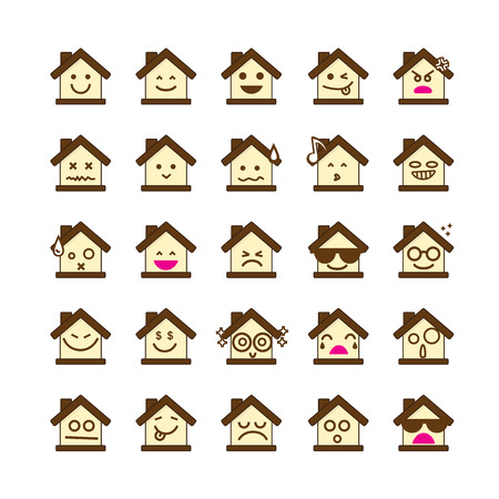 Collection of difference emoticon icon of house on the white background vector illustrationのイラスト素材