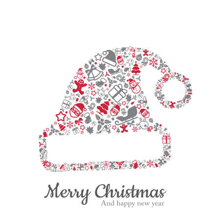 Santa hat and all icon isolated on white background vector illustration  のイラスト素材