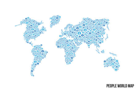 People man woman element on world map, network concept, vector illustrationのイラスト素材