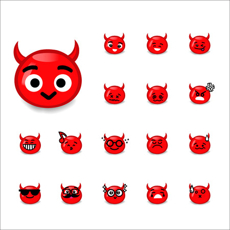 Collection of difference emoticon devil cartoon isolated on white background illustrationのイラスト素材