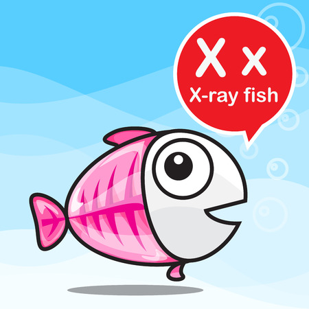 X X-ray fish animal cartoon and alphabet for children to learning vector illustration eps10のイラスト素材