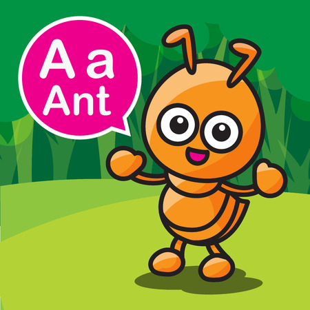 A ant cartoon and alphabet for children to learning vector illustration eps10のイラスト素材