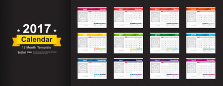 Year 2017 calendar template with space for photo insert vector illustration eps10のイラスト素材