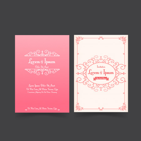 Invitation wedding card template with classic vintage element and background texture vector illustration eps 10のイラスト素材