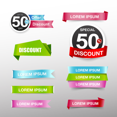 Collection of colorful web tag banner promotion sale discount style vector illustration eps10のイラスト素材