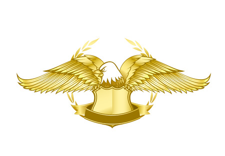 Eagle and badge symbol for logo and emblem design on white background vector illustration eps10のイラスト素材