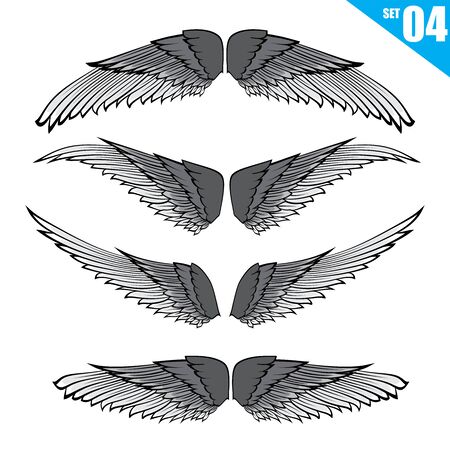 Collection of wings design element isolated on white background vector illustration eps10のイラスト素材