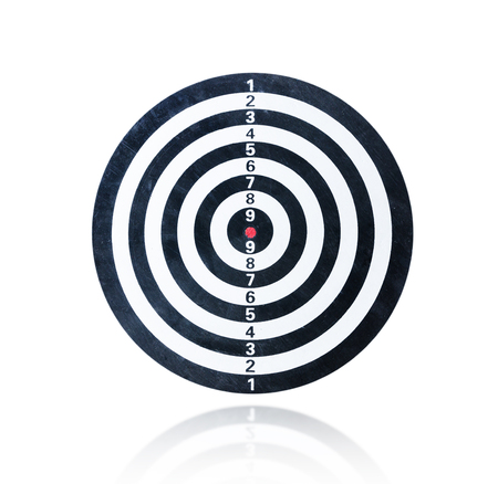 Blank dart board isolated on the white background, With clipping pathの写真素材