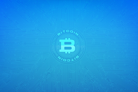 Abstract background bitcoin concept with print circuit board element vector illustration.のイラスト素材
