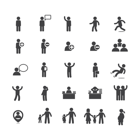 Collection of people in activities icon set isolated on white background vector illustrationのイラスト素材