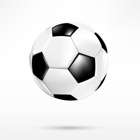3D black and white soccer ball on white background vector illustrationのイラスト素材