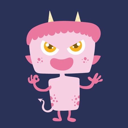 Cute monster cartoon character smile with happiness vector illustrationのイラスト素材