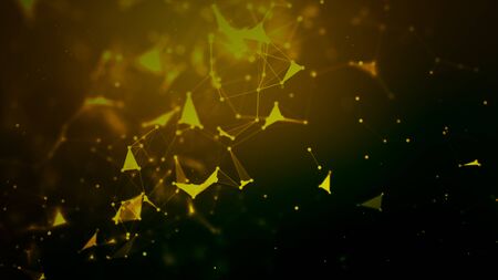 Abstract background Dot and connect line for cyber technology futuristic and network connection concept with dark and grain processed wide screen ratioの写真素材