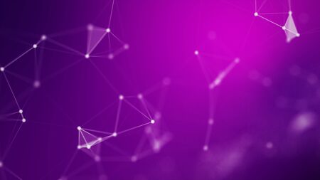 Abstract background Dot and connect line for cyber technology futuristic and network connection concept with dark and grain processed wide screen ratioの写真素材