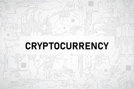 Cryptocurrency text with technology dot and line electronic printed circuit board abstract background vector illustrationの写真素材