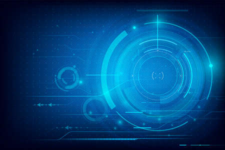 Futuristic Cyber technology abstract background with dotted circle HUD Head Up Display panel Vector illustration eps10のイラスト素材