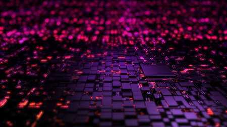 Microprocessor chipset central processor unit on the illumination circuit computer mainboard. Cyber...