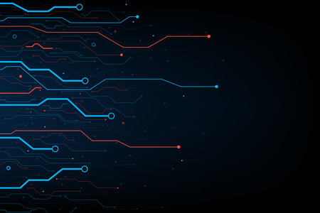 Abstract background electronic printed circuit board,  with connection line and dot element on the dark background, for futuristic and network concept, vector illustrationのイラスト素材