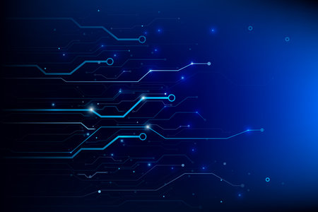 Abstract background electronic printed circuit board,  with connection line and dot element on the dark background, for futuristic and network concept, vector illustrationのイラスト素材