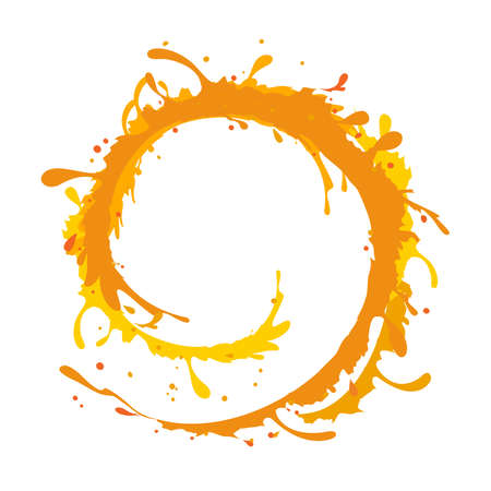 Orange water splash ring shape on the white background, vector illustrationのイラスト素材