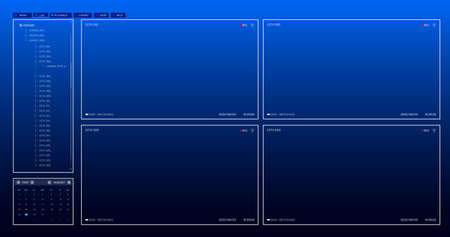 CCTV camera user interface surveillance camera system for security, IP cam network technology for security, NVR and DVR camera UI templateのイラスト素材